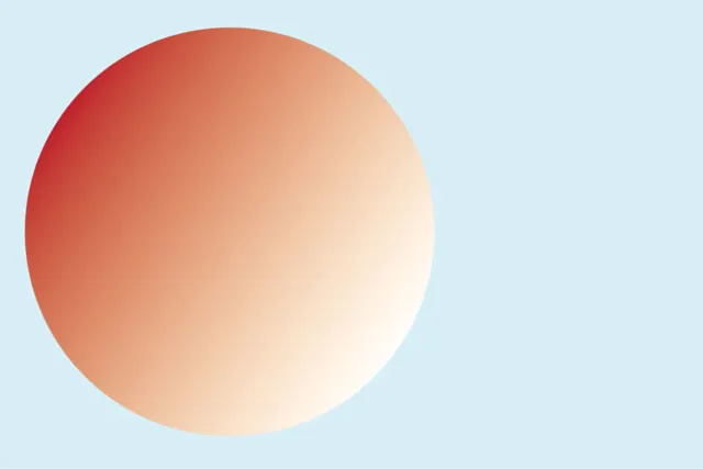An orange to white gradient circle on a pale blue background. 